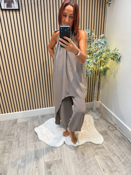 Crinkle Palazzo trousers /Halter-neck top