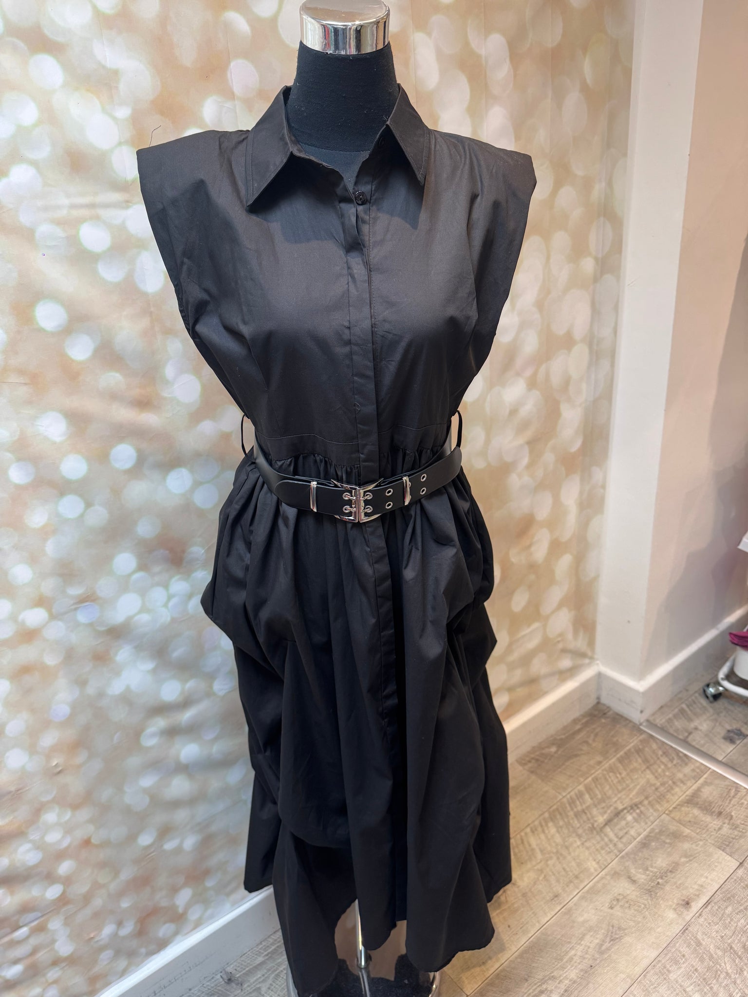 Studio Rouched Back Belted Dress