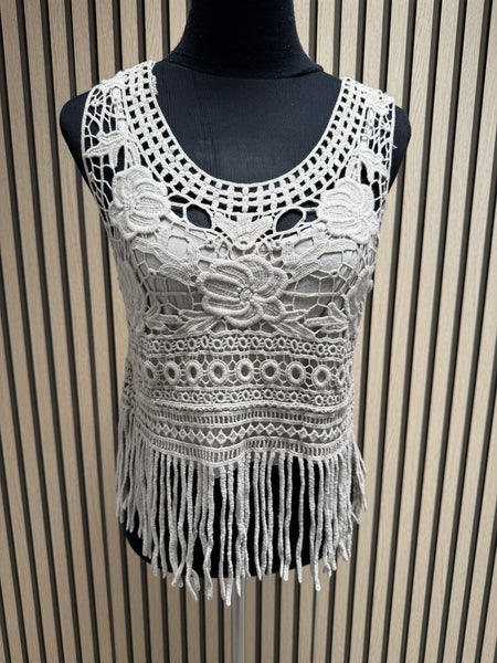 Crochet Fringed Boho Vest