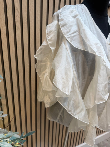 Silky sheer Frill blouse