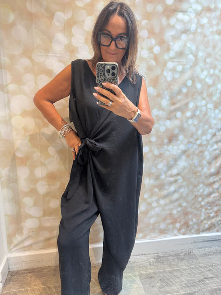 Curve Wrap Over Palazzo Jumpsuit