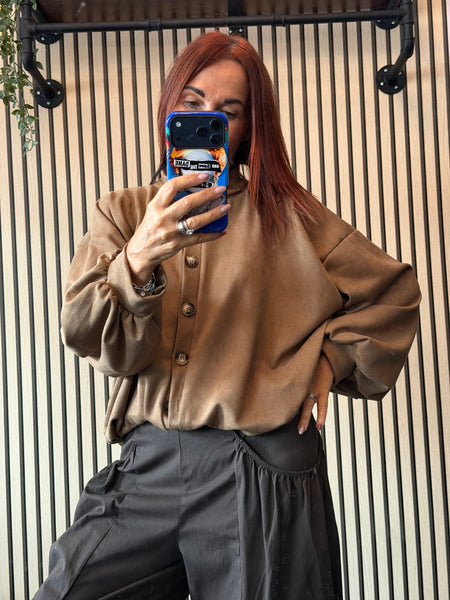 Faux Suede  Bubble hem Bomber Jacket