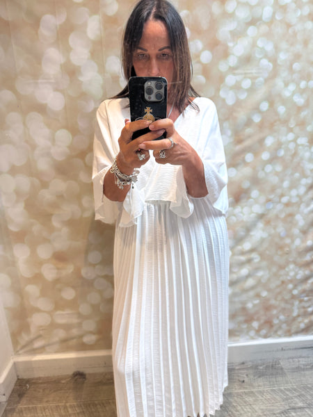 Crinkle fabric cape dress