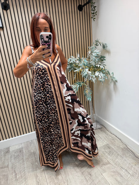 Silky Leopard / Camo  Maxi Dress