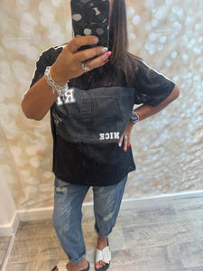 Lace / Denim Sporty T shirt