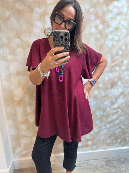 Swing Crinkle Top with Angel sleeves
