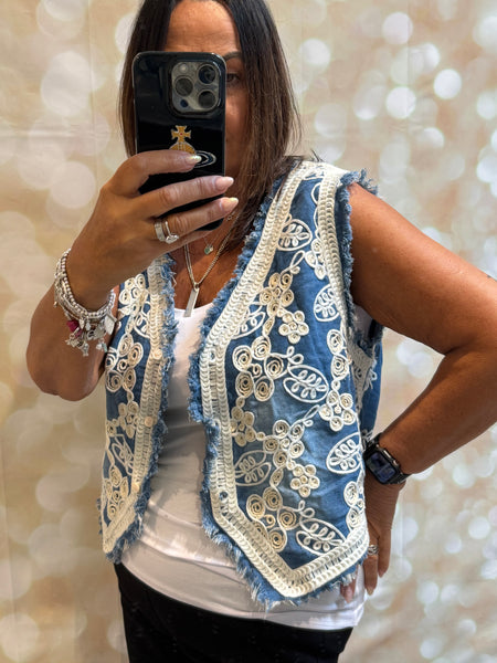 Denim Applique Waistcoat