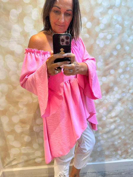 Bardot Hi Lo Top in crinkle fabric