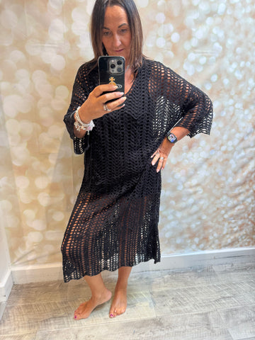 Crochet Fishnet Midi Dress