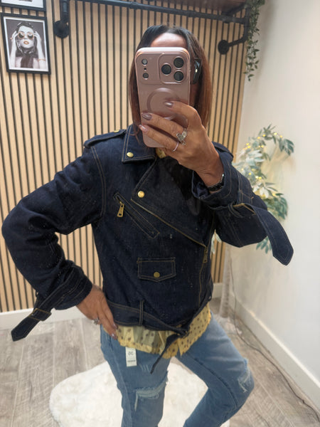 Studio Dark Denim Biker Jacket