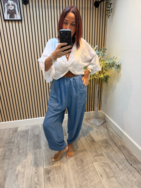 Basic Crinkle Tulip Hem Trousers