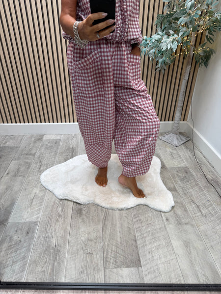 Gingham balloon leg trousers