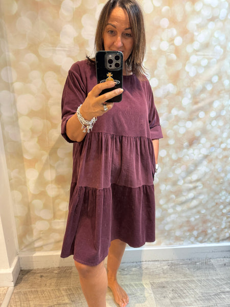 Studio Needlecord Tiered swing dress
