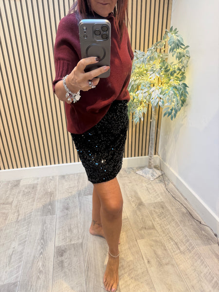 Studio Velour/Sequin Mini  Skirt