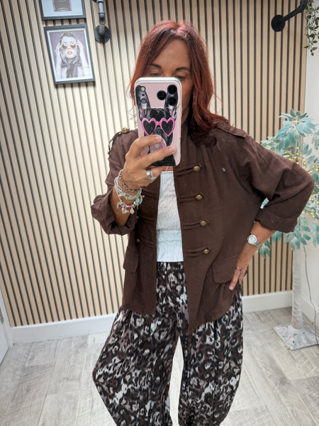 Military Jacket in Crinkle Fabric