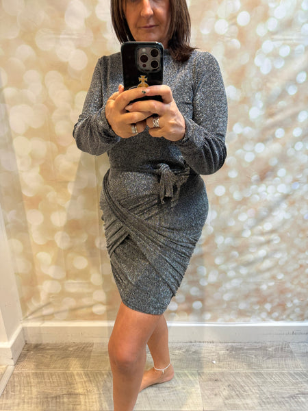 Glitter Wrap  Front Sparkle Dress