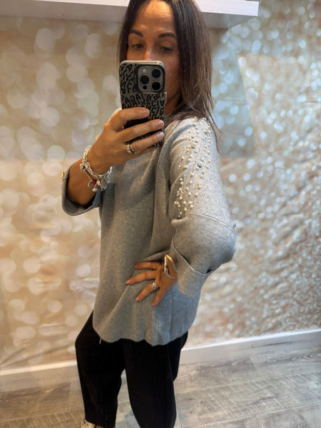 Embellished 3/4 Sleeve Jumper
