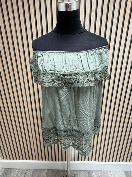 Bardot Top with crochet trim