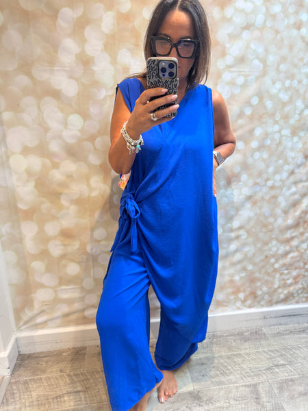 Curve Wrap Over Palazzo Jumpsuit