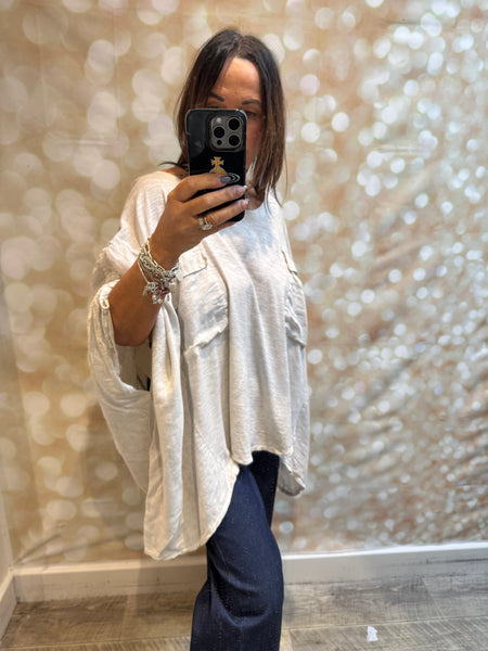Cold wash Linen / Jersey Oversized Top