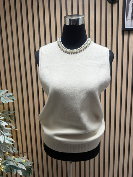 Embellished Neck Tank Top