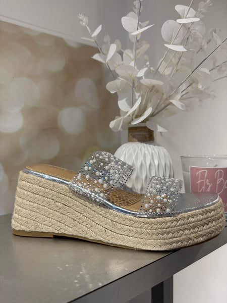 Wedge Diamante Strap Sandal