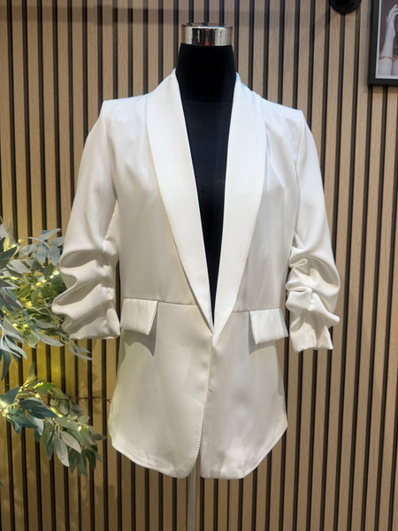 Rouched Sleeve Blazer