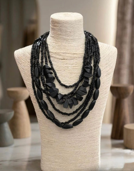 Chunky Wooden Layered Necklace