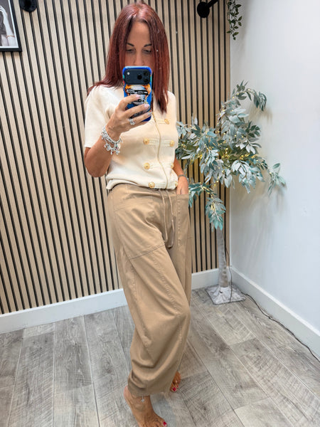 Canvas balloon leg trousers