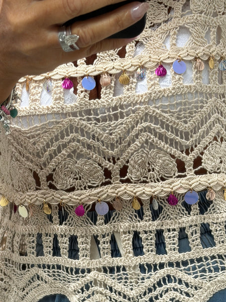 Crochet  Vest with shell embellishments