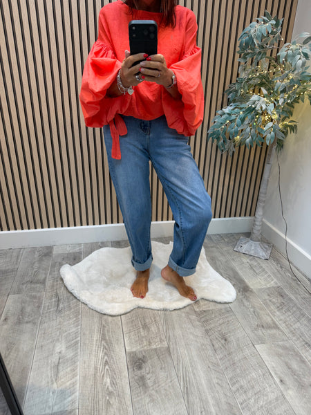 Mom Fit Denim  Barrel Jeans