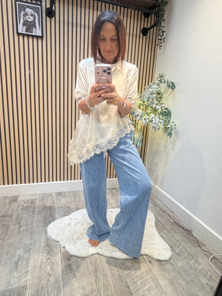 Studio Silky Top with lace trim
