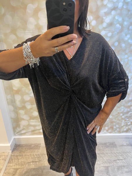 Glitter Twist Front Sparkle Dress