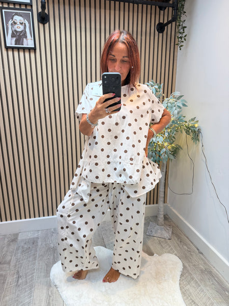 Polka Dot 2 Piece Trouser / Top set