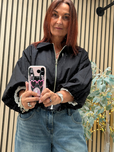 Reversible Bubble hem Bomber Jacket