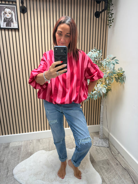 Candy Stripe  Bubble Hem Top