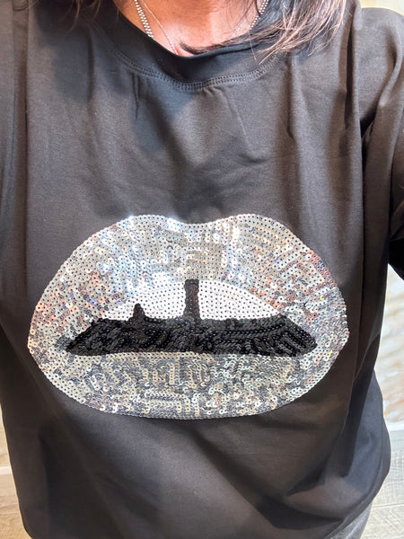 Sequin Lips  T shirt