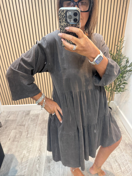 Studio Needlecord Tiered swing dress
