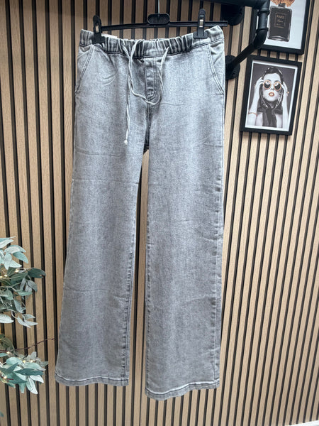 Grey Wide Leg Jogger Style Jeans