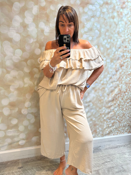 2 Piece cropped Trouser / bardot set