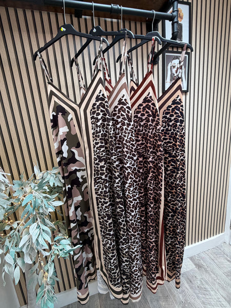 Silky Leopard / Camo  Maxi Dress