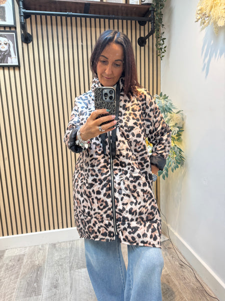 Leopard  Quilted Longline Coat