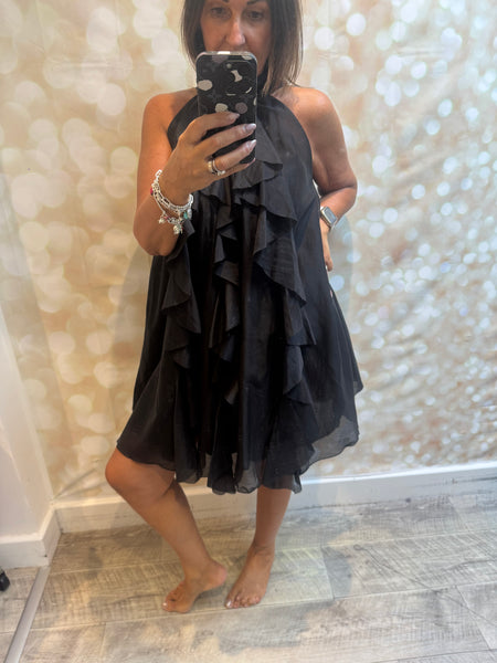 Studio Silky Halterneck Ruffle Dress