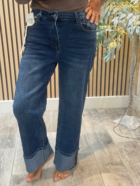 Wide leg Stretch Denim Jeans