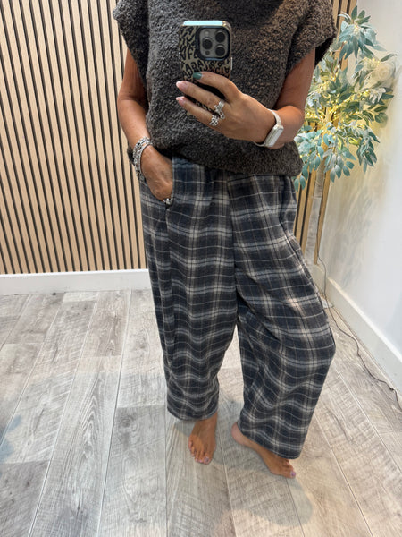 Tartan Wool Mix Cocoon Trousers
