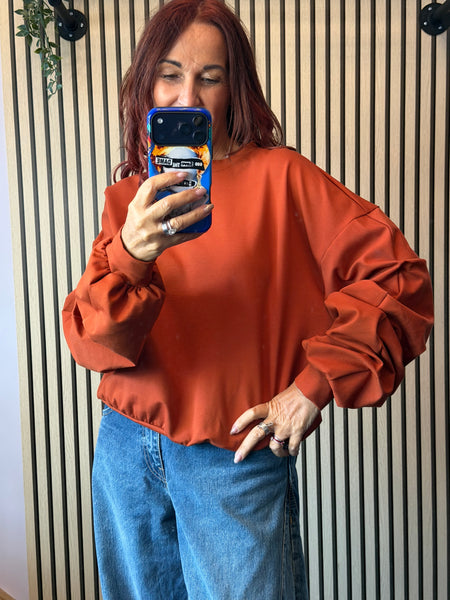 Rouched Sleeve Sweatshirt