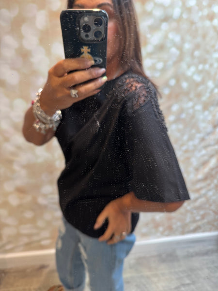 Embellished Shoulder T Shirt