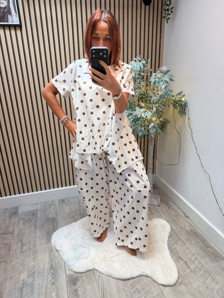 Polka Dot 2 Piece Trouser / Top set