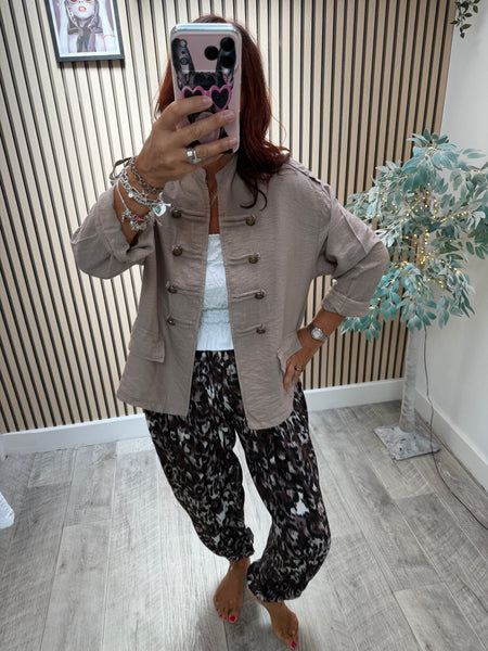 Military Jacket in Crinkle Fabric