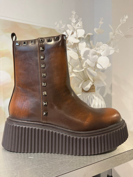 Chunky Rippled wedge Studded Boot